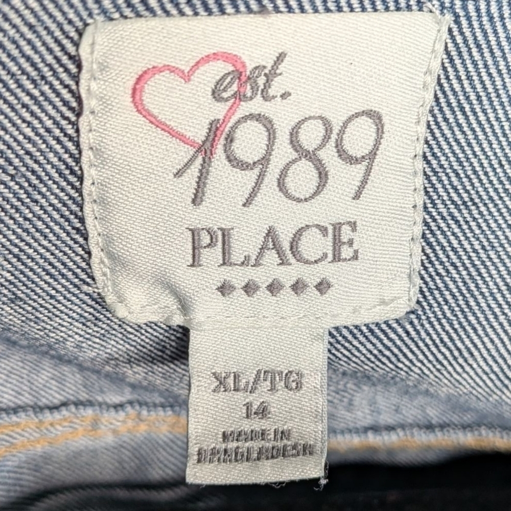 Children’s Place Est. 1989 Girls Jean Jacket XL (14) Blue Denim Button-Front EUC - Picture 10 of 12